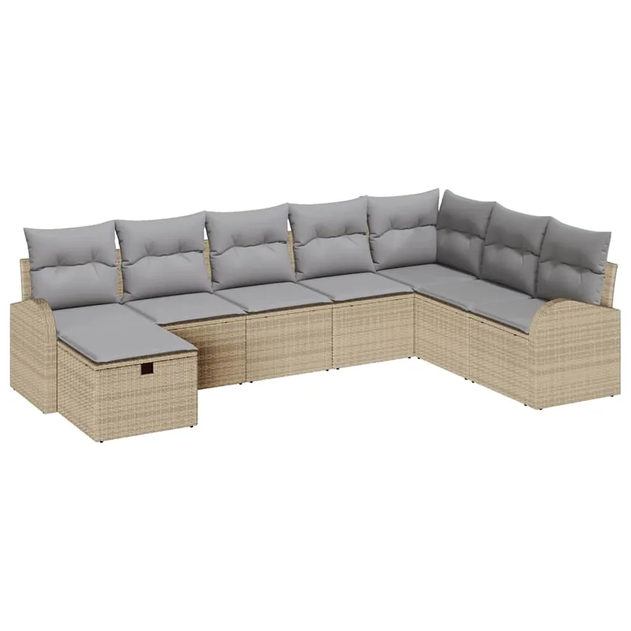 Ensemble de canapé de jardin 8 pcs Beige Poly rotin - 2