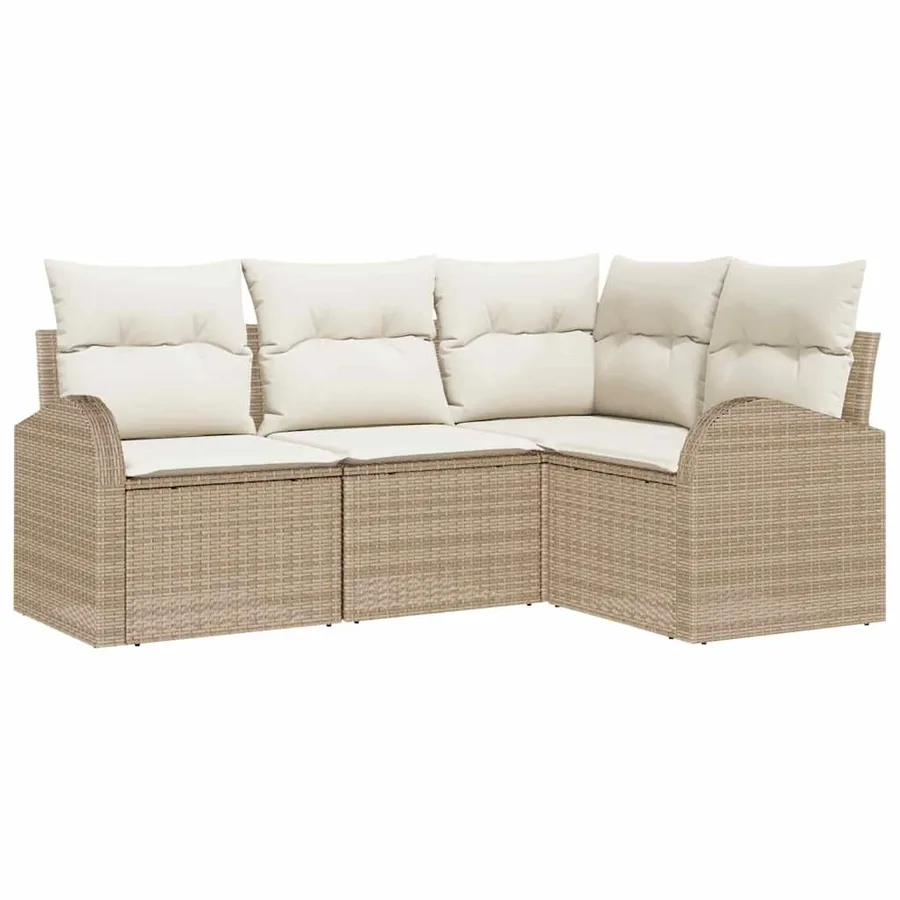Ensemble de canapé de jardin 4 pcs Beige et blanc polyrotin - 2