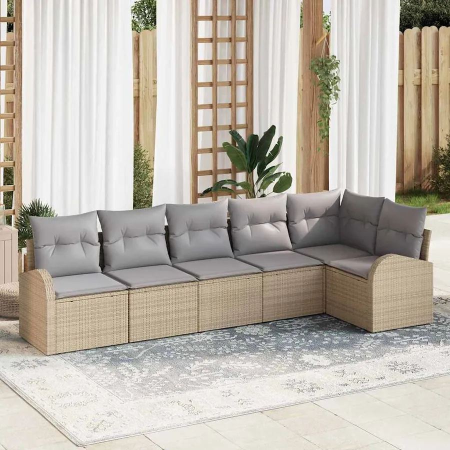Ensemble de canapé de jardin 6 pcs Beige et Gris clair