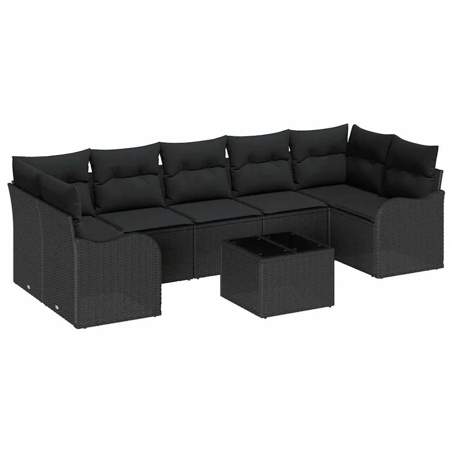 Ensemble de canapé de jardin avec coussin 8 pcs Noir - 2