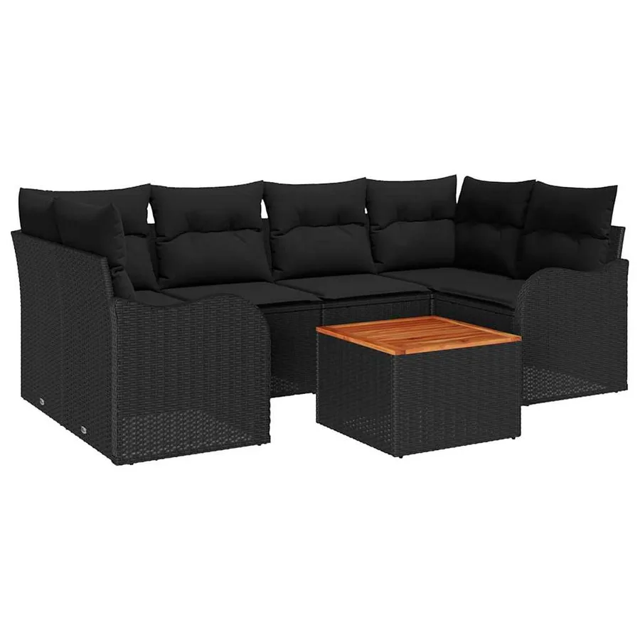Ensemble de canapé de jardin avec stockage 7 pcs Noir polyrotin - 2