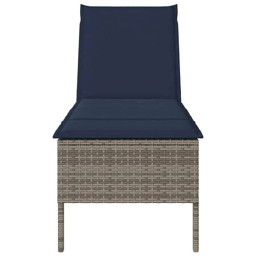 Transat avec coussin gris 55x200x44cm résine tressée - 5