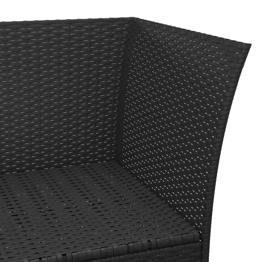 Salon de jardin 3 pcs avec coussins Noir Résine tressée - 10