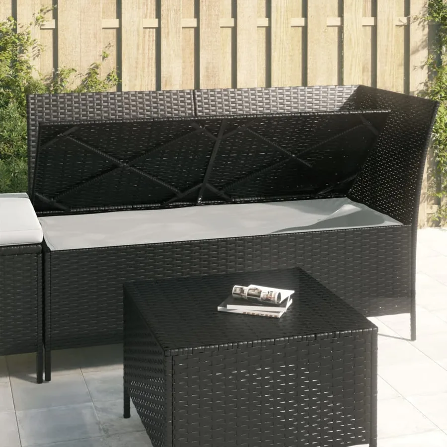 Salon de jardin 3 pcs avec coussins Noir Résine tressée - 11