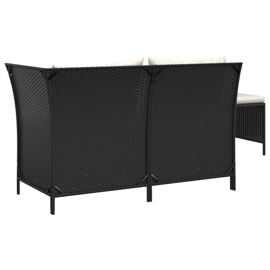 Salon de jardin 3 pcs avec coussins Noir Résine tressée - 5