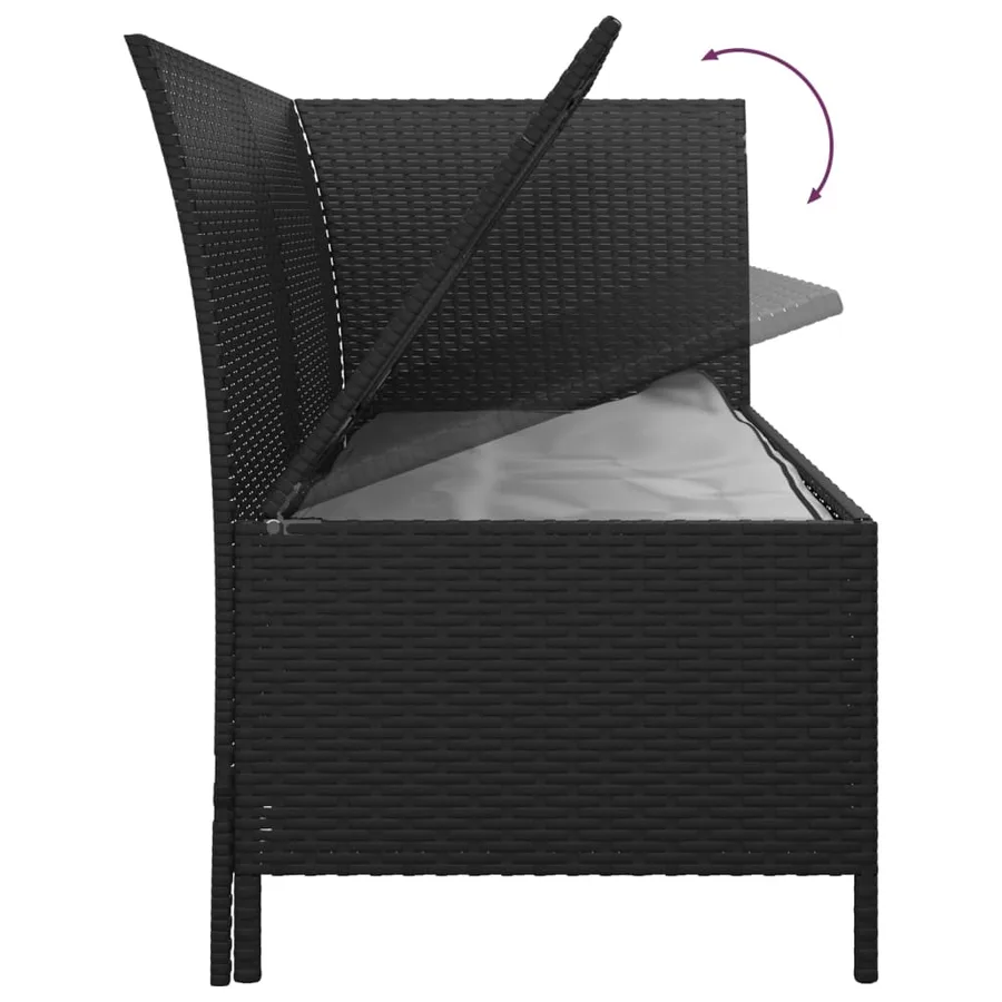Salon de jardin 3 pcs avec coussins Noir Résine tressée - 9