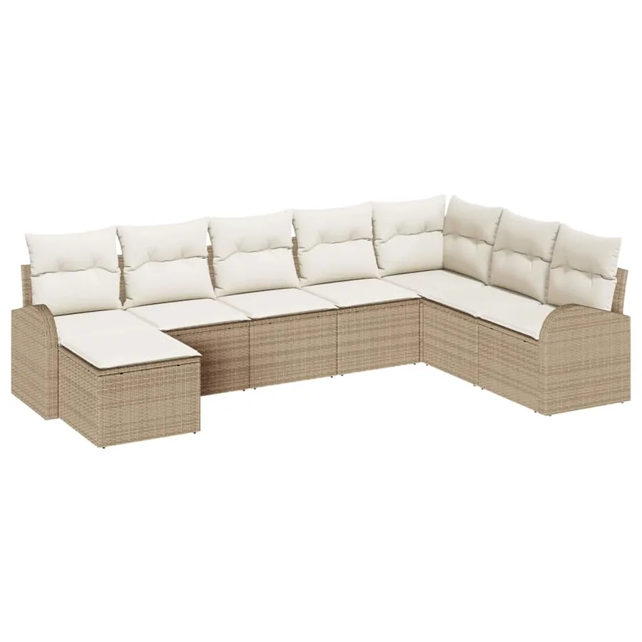 Ensemble de Canapés avec coussin 8 pcs Beige et blanc polyrotin - 2