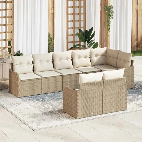 Ensemble de canapé de jardin Beige polyrotin