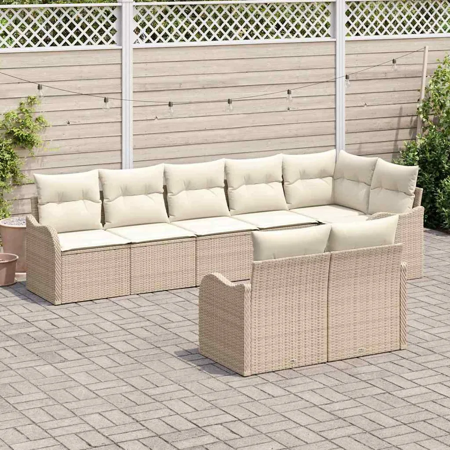 Ensemble de canapé de jardin Beige polyrotin - 3