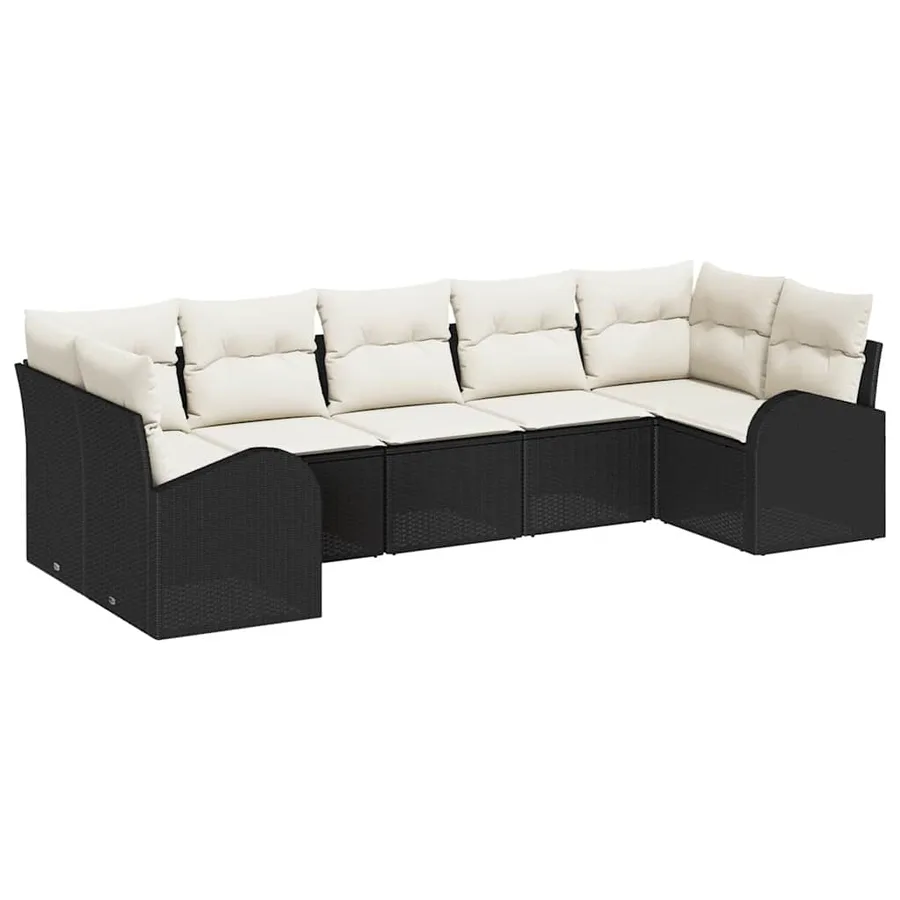 Ensemble de canapé de jardin 7 pcs Noir Poly Rattan - 2
