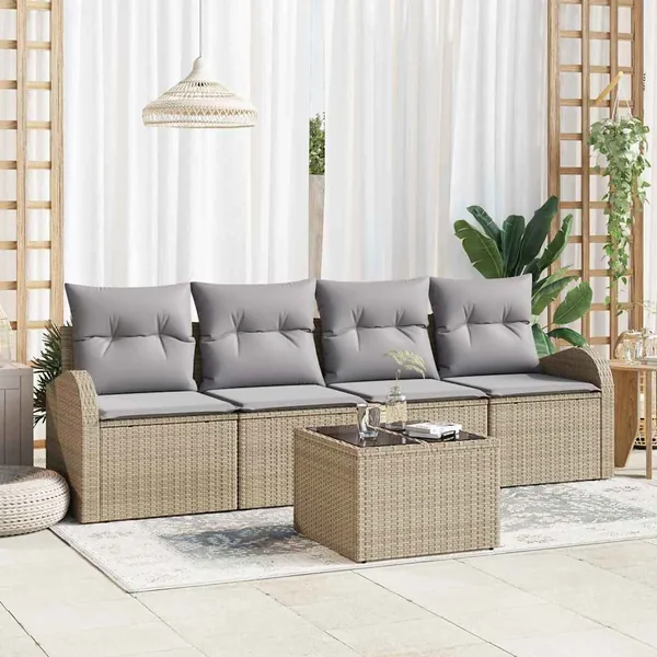 Ensemble de canapé de jardin Beige 55 x 55 x 37 cm polyrotin