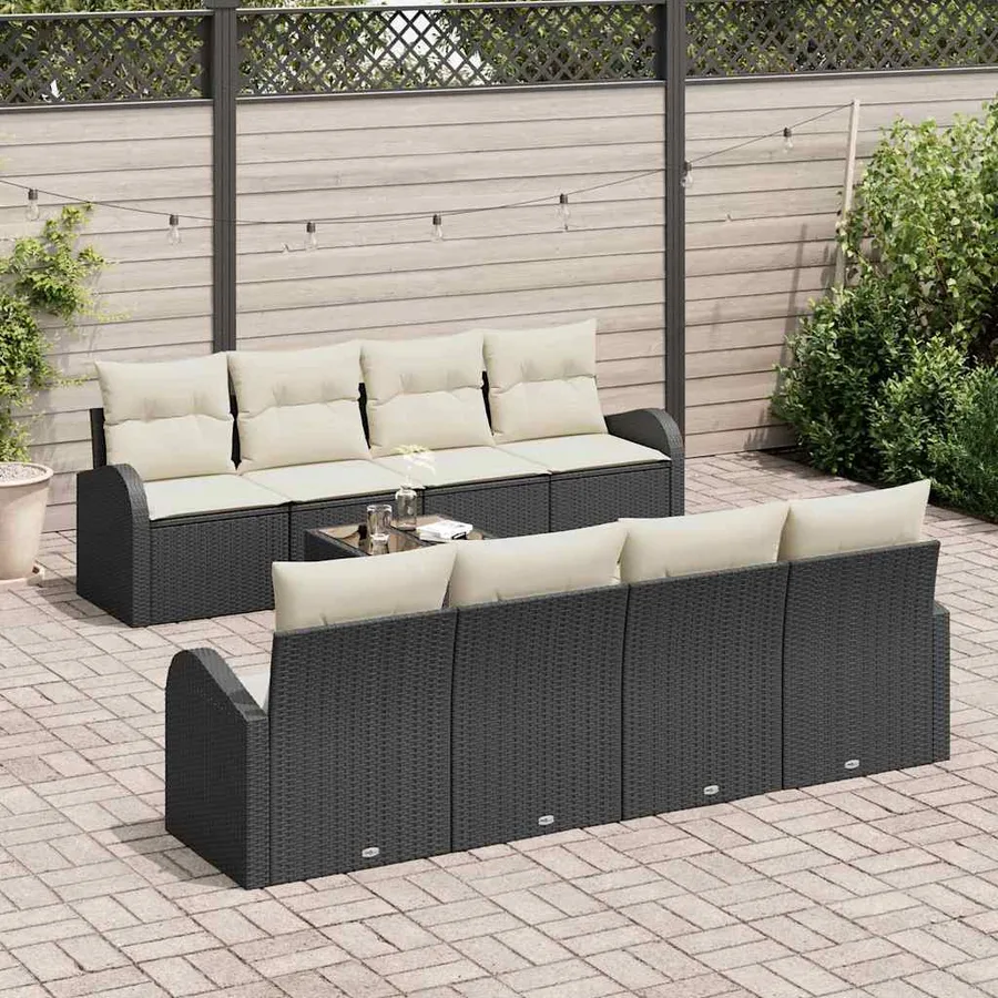 Ensemble de canapé de jardin Noir 55 x 55 x 37 cm polyrotin - 3