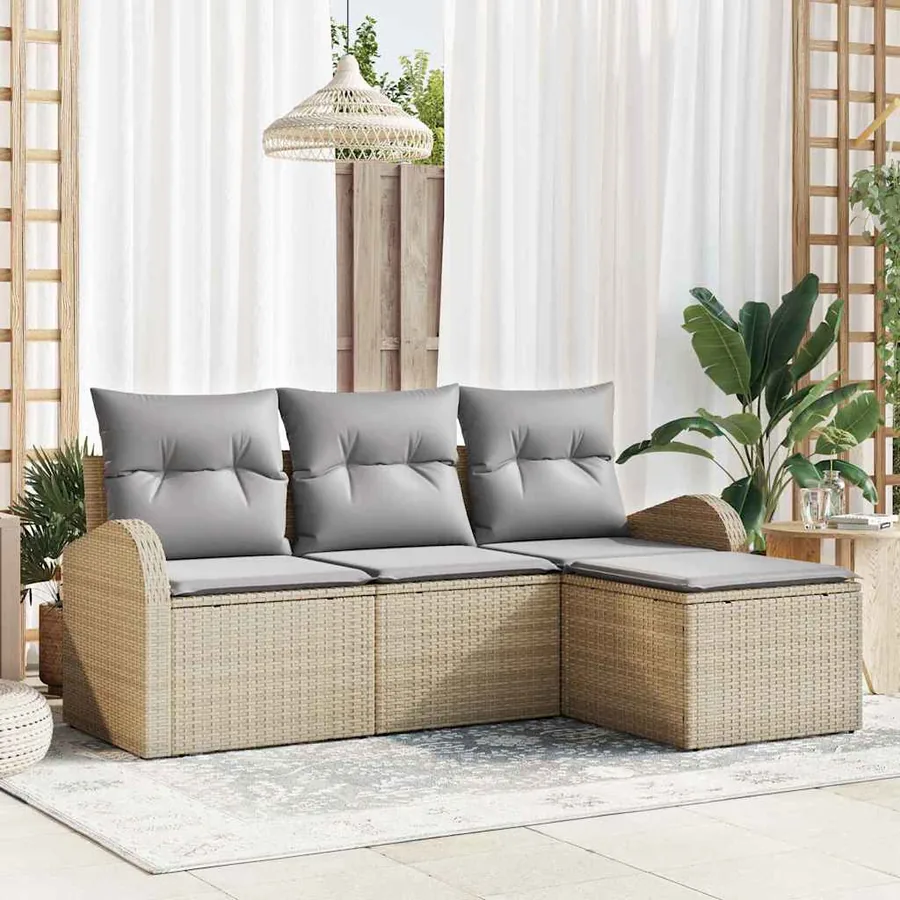 Ensemble de canapé de jardin Beige polyrotin