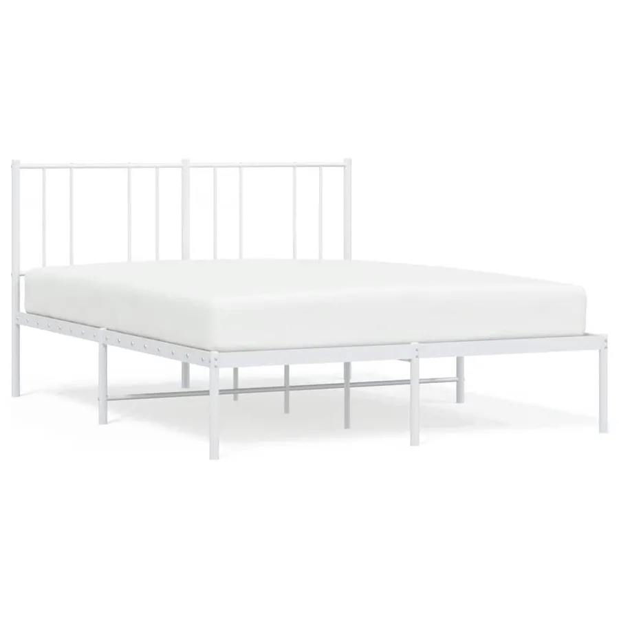 Cadre de lit métal sans matelas et tête de lit blanc 120x200 cm - 2