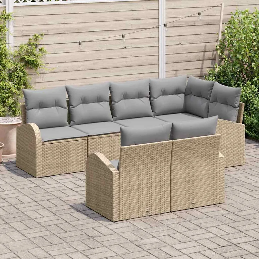 Ensemble de canapé de jardin Beige polyrotin - 3