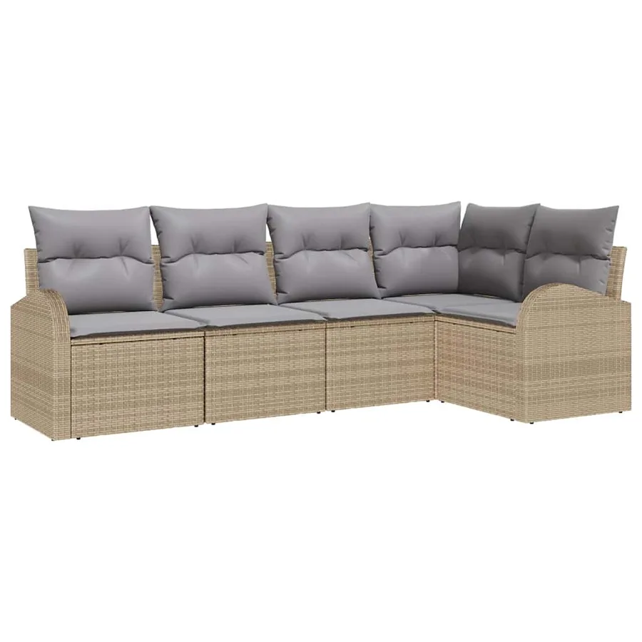 Ensemble de Canapés avec coussin 5 pcs Beige Polyester - 2