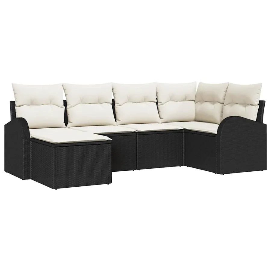 Ensemble de canapé de jardin 6 pcs Noir polyrotin - 2