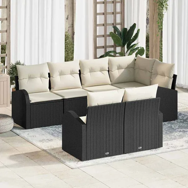 Ensemble de canapé de jardin Noir polyrotin