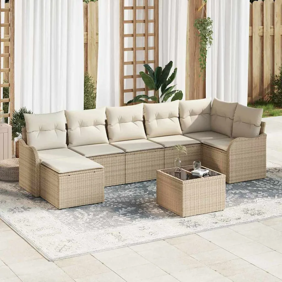Ensemble de canapé de jardin Beige polyrotin