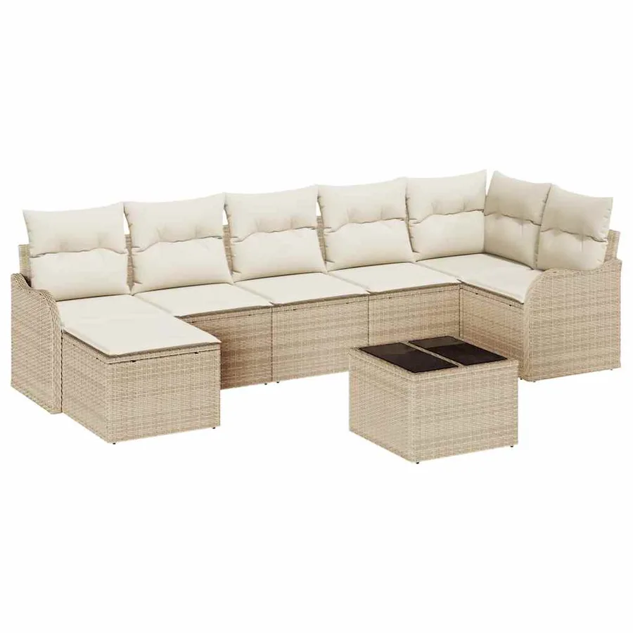 Ensemble de canapé de jardin Beige polyrotin - 2