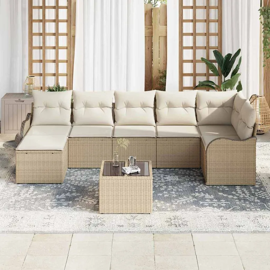 Ensemble de canapé de jardin Beige polyrotin - 3
