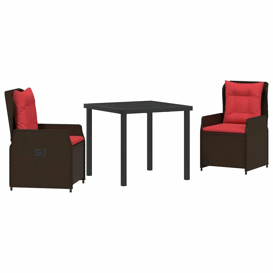 Ensemble de salle à manger pour jardin 3 pcs Marron Poly rotin - 2
