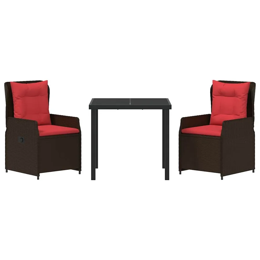 Ensemble de salle à manger pour jardin 3 pcs Marron Poly rotin - 7