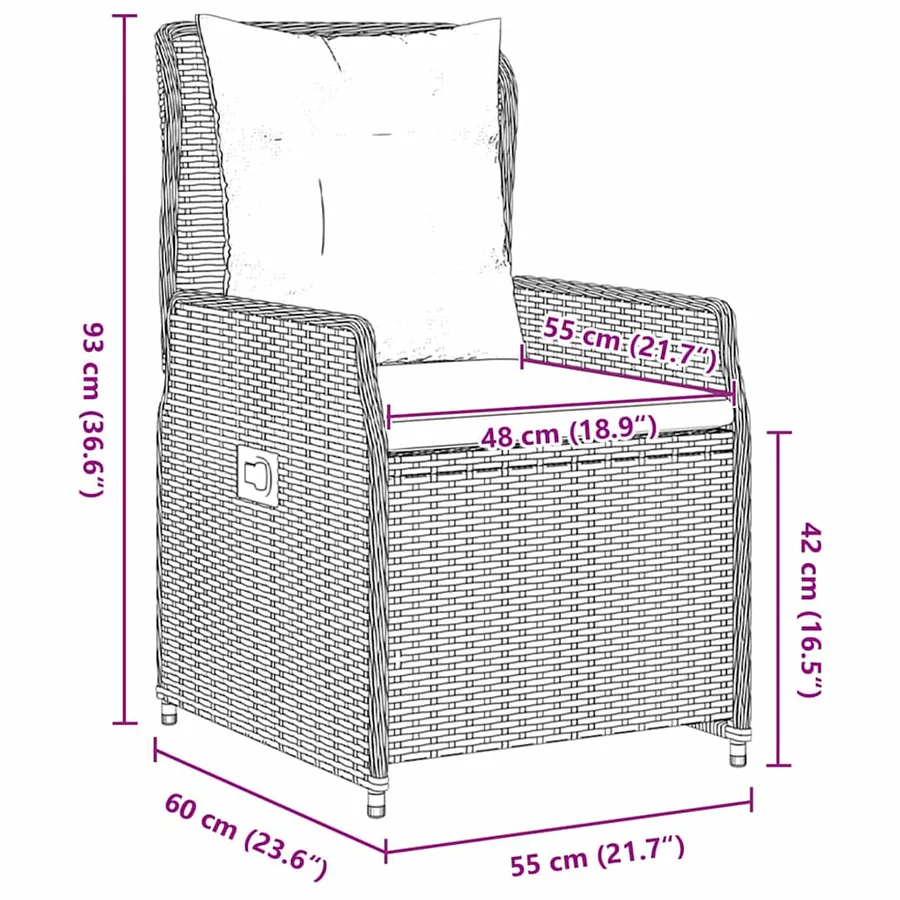 Ensemble de salle à manger pour jardin 3 pcs Marron Poly rotin - 8