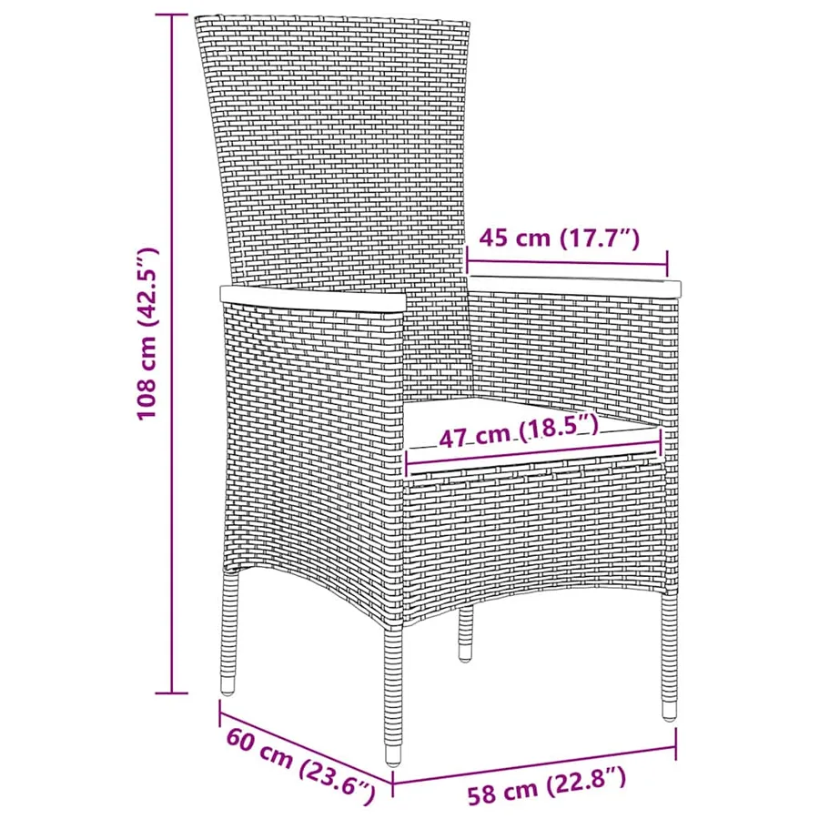 Ensemble de salle à manger pour jardin avec coussin 3 pcs Gris - 10