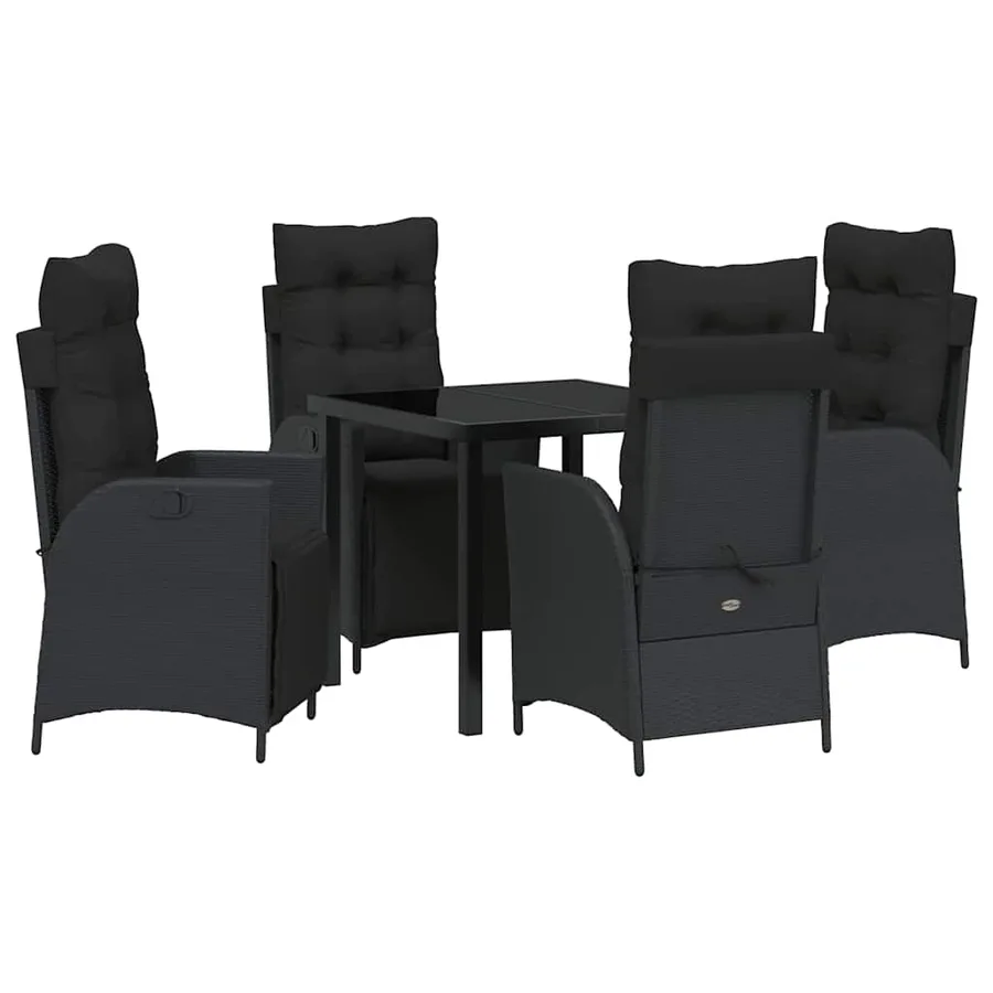 Ensemble de salle à manger pour jardin 5 pcs Noir polyrotin - 2
