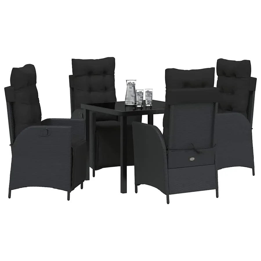 Ensemble de salle à manger pour jardin 5 pcs Noir polyrotin - 3