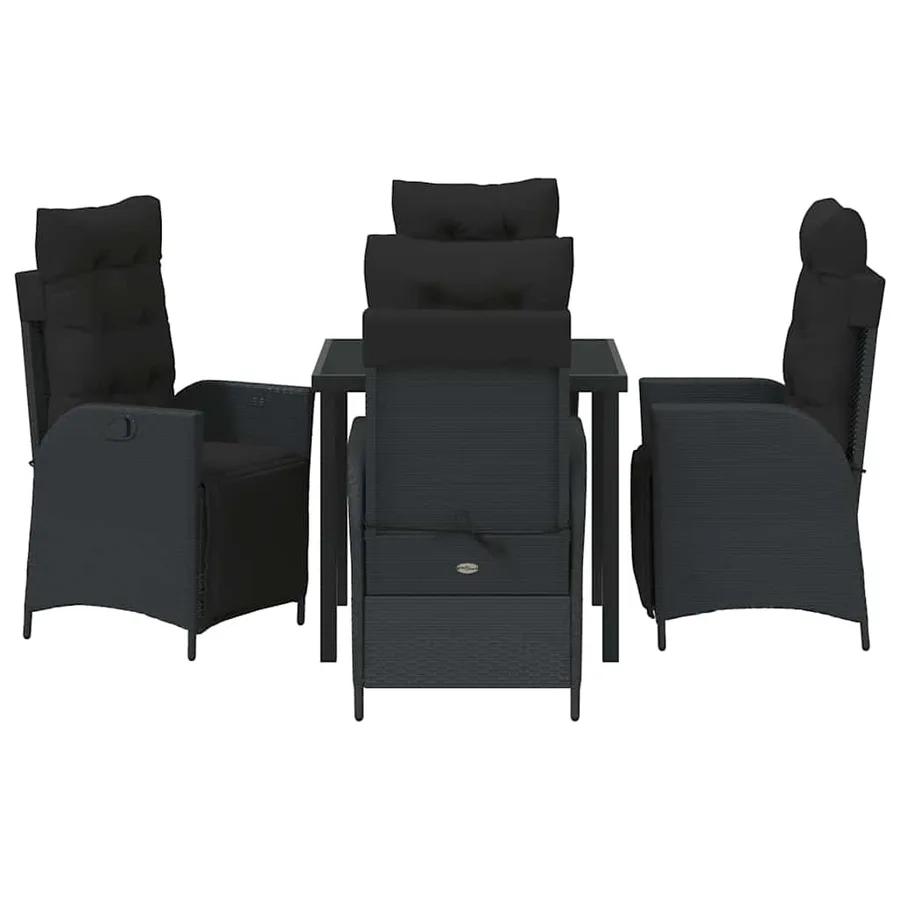 Ensemble de salle à manger pour jardin 5 pcs Noir polyrotin - 7