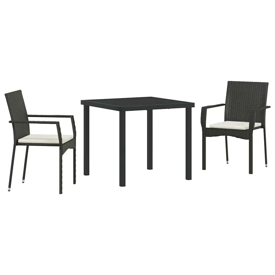 Ensemble de salle à manger pour jardin 3 pcs Noir polyrotin - 2