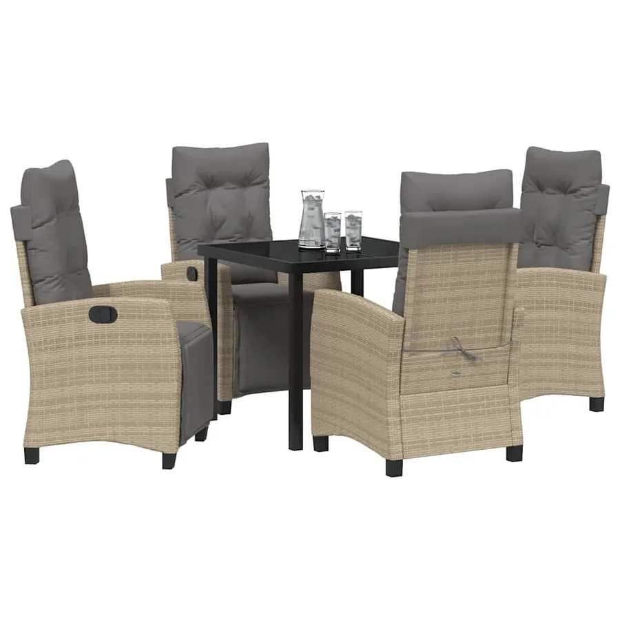 Ensemble de salle à manger pour jardin 5 pcs Beige polyrotin - 3