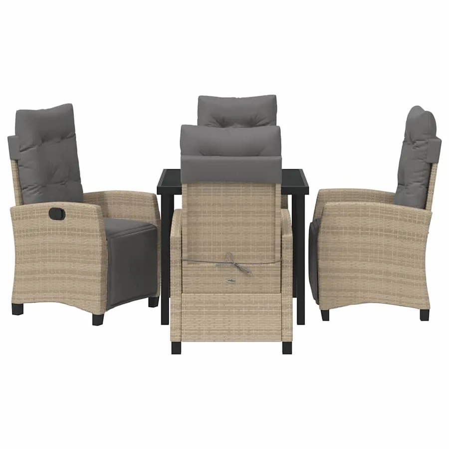 Ensemble de salle à manger pour jardin 5 pcs Beige polyrotin - 7