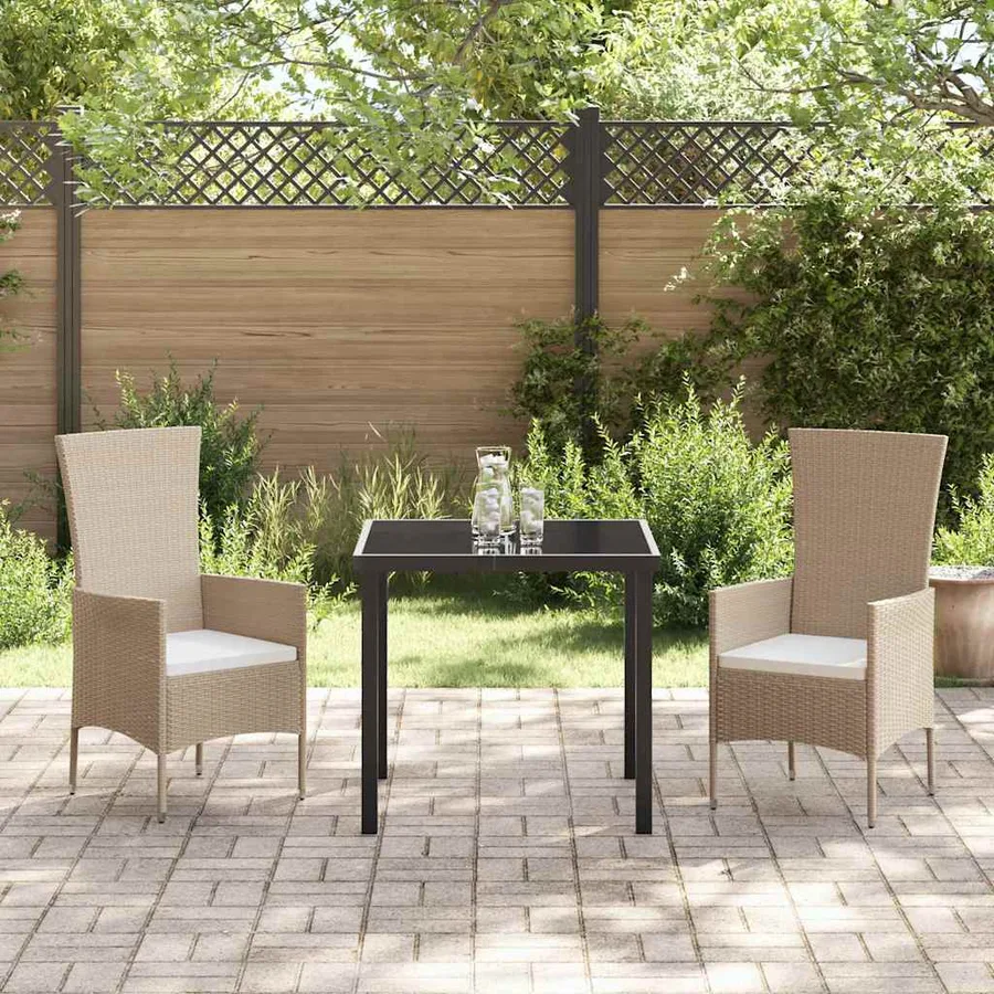 Ensemble de salle à manger pour jardin 3 pcs Beige polyrotin - 4