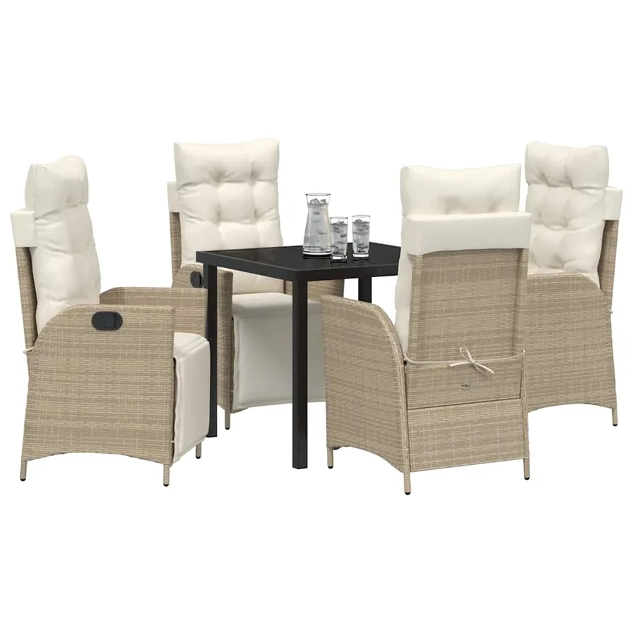 Ensemble de salle à manger pour jardin 5 pcs Beige polyrotin - 3