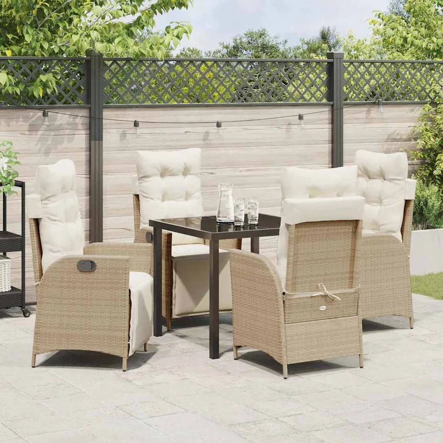 Ensemble de salle à manger pour jardin 5 pcs Beige polyrotin - 4