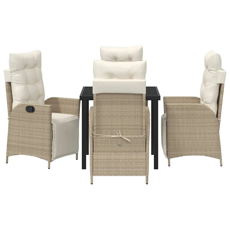 Ensemble de salle à manger pour jardin 5 pcs Beige polyrotin - 7