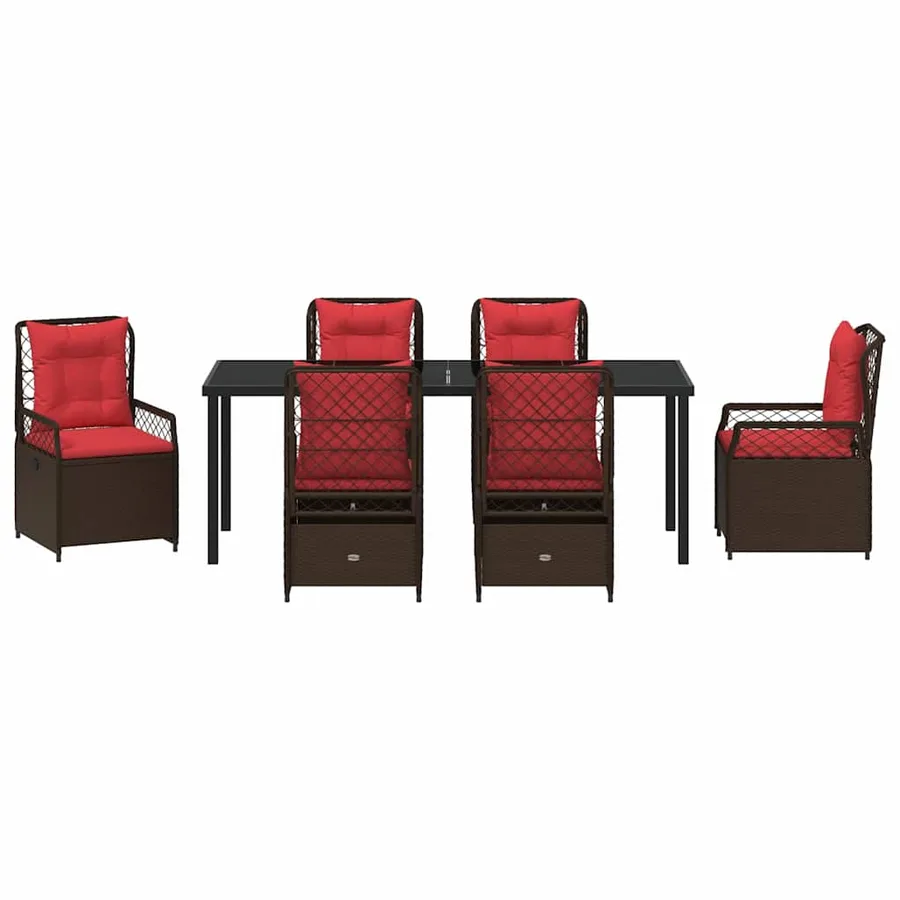 Ensemble de salle à manger pour jardin 7 pcs Marron polyrotin - 7