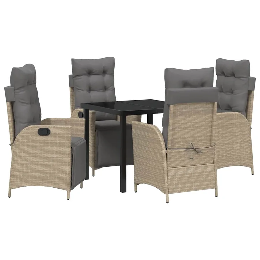 Ensemble de salle à manger pour jardin 5 pcs Beige polyrotin - 2