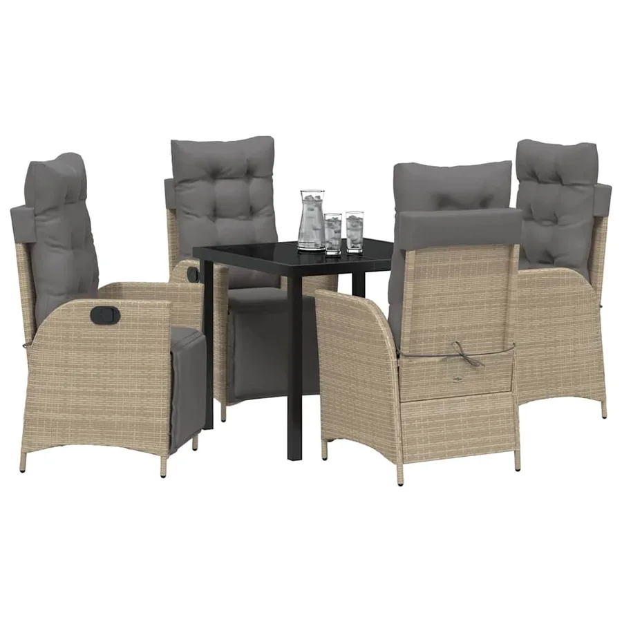 Ensemble de salle à manger pour jardin 5 pcs Beige polyrotin - 3