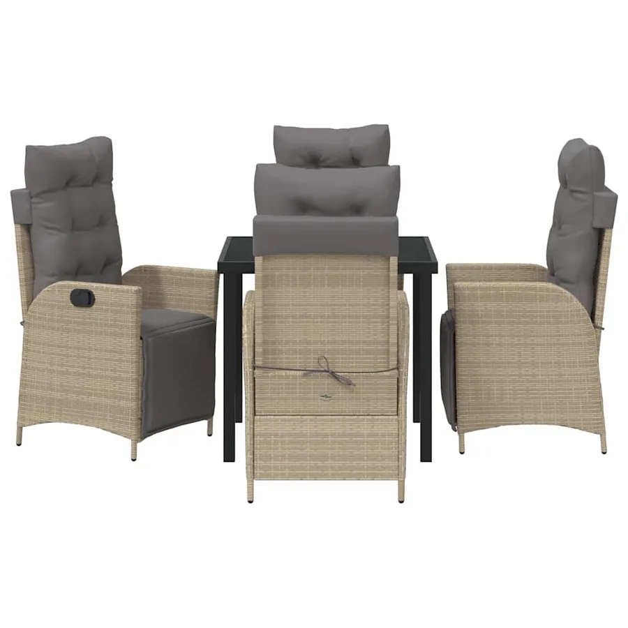Ensemble de salle à manger pour jardin 5 pcs Beige polyrotin - 7