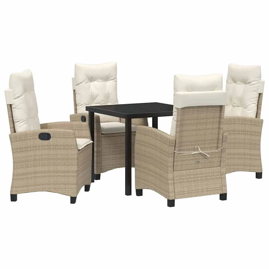 Ensemble de salle à manger pour jardin 5 pcs Beige polyrotin - 2