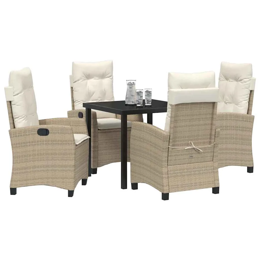 Ensemble de salle à manger pour jardin 5 pcs Beige polyrotin - 3