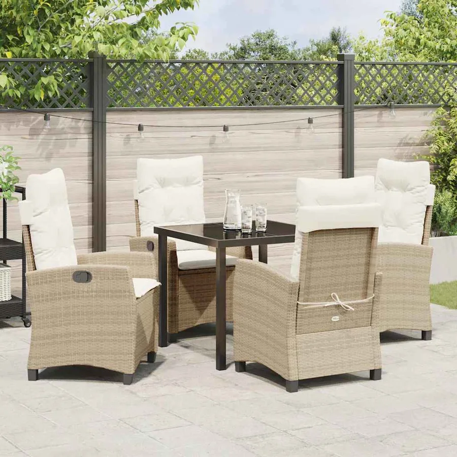 Ensemble de salle à manger pour jardin 5 pcs Beige polyrotin - 4