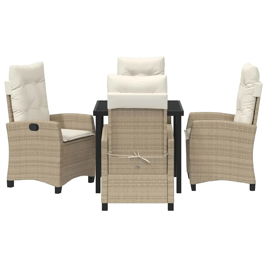 Ensemble de salle à manger pour jardin 5 pcs Beige polyrotin - 7