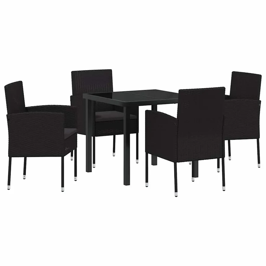 Ensemble de salle à manger pour jardin 5 pcs Noir polyrotin - 2