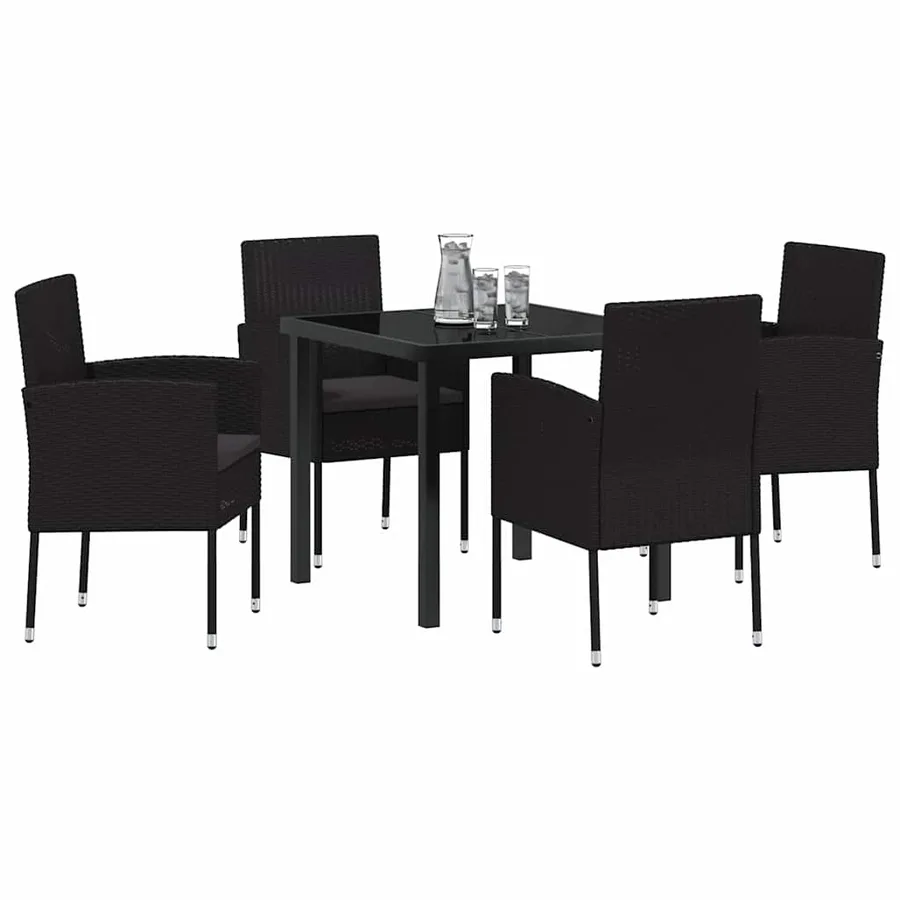 Ensemble de salle à manger pour jardin 5 pcs Noir polyrotin - 3