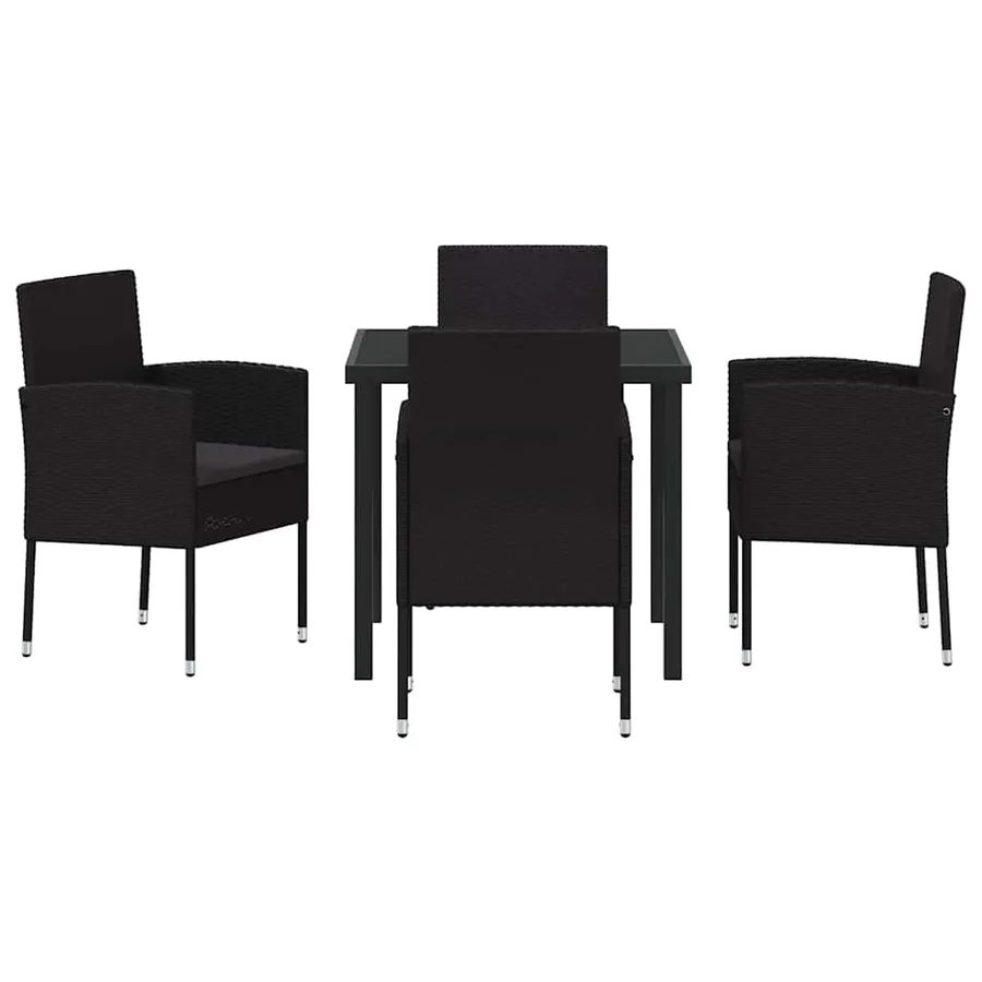 Ensemble de salle à manger pour jardin 5 pcs Noir polyrotin - 7